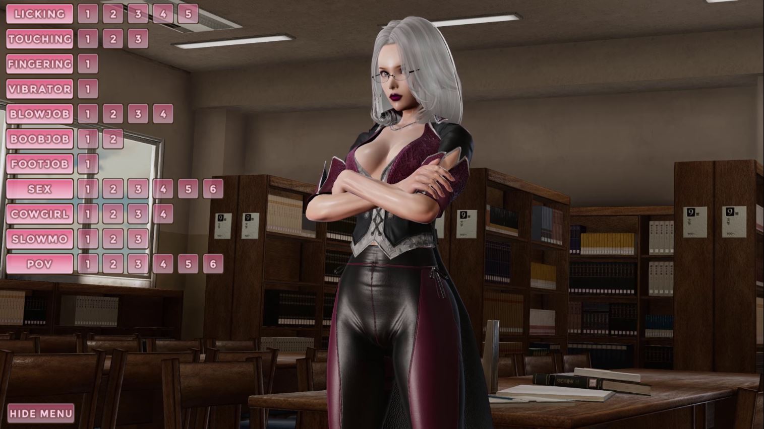 The sexy white-haired librarian has enough of her books, and wants to have ...