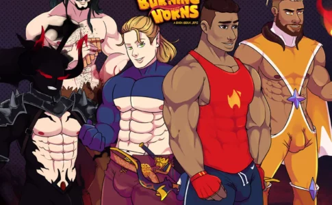 Burning Horns - A Bara Isekai JRPG Adult Game Cover
